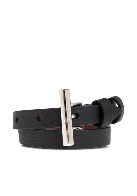 Bracciale A Doppio Giro Con Fibbia A T in Nero ALEXANDER MCQUEEN | 813363-1AAUG1000